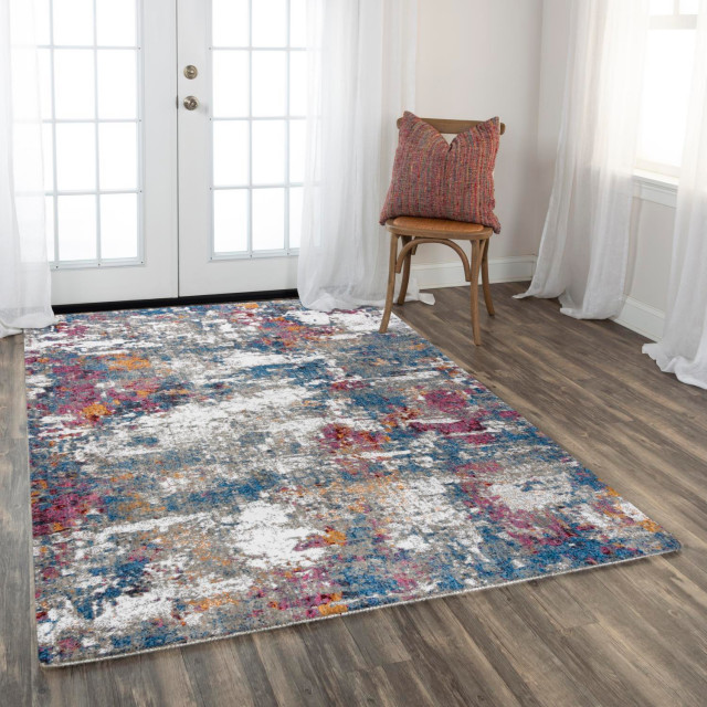 Rizzy Home Signature Gray And Blue 5'2" x 7'9" Area Rugs SGNSGN69833095279 Contemporary Area