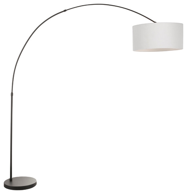 Salon Contemporary Floor Lamp With Black Base, Black and Gray