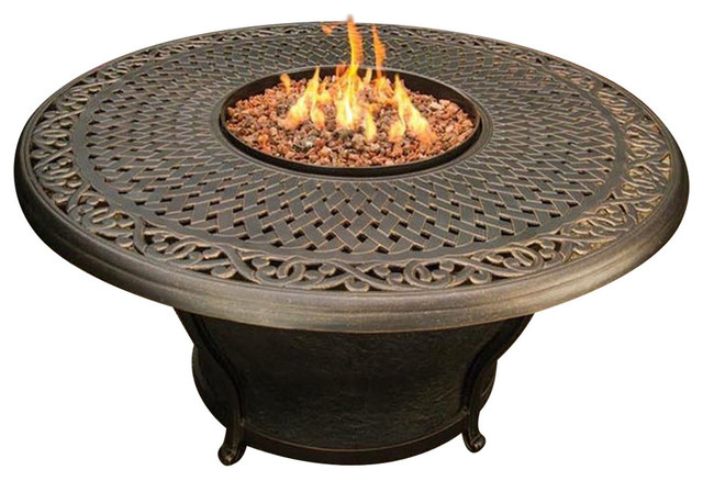 Charleston, 48" Round Cast Top Gas Fire Pit Table