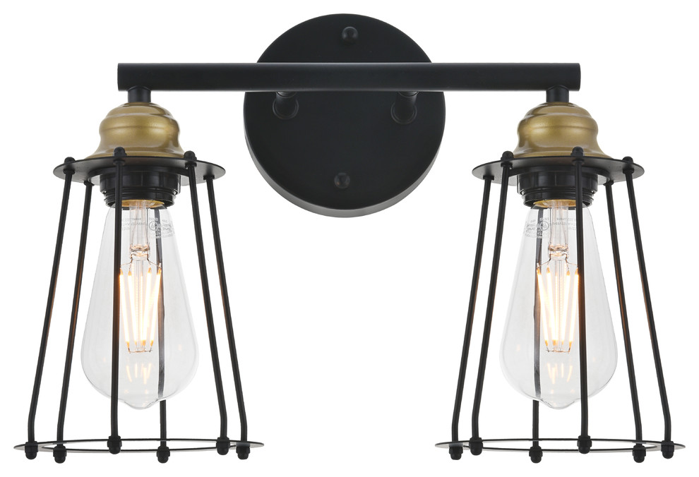 Black Finish 2Light Wall Sconce Industrial Wall Sconces by