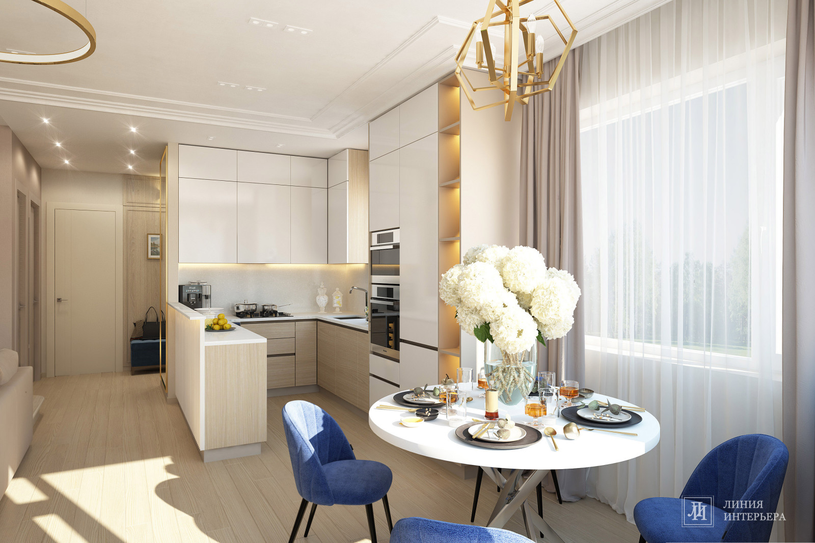 Дизайн кухни-гостиной