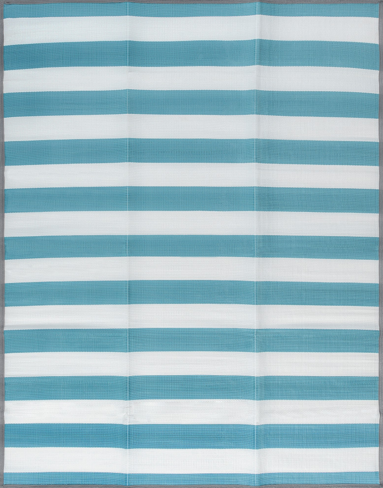 Simonson Contemporary Stripes, Aqua/White, 7'11"x10'3"