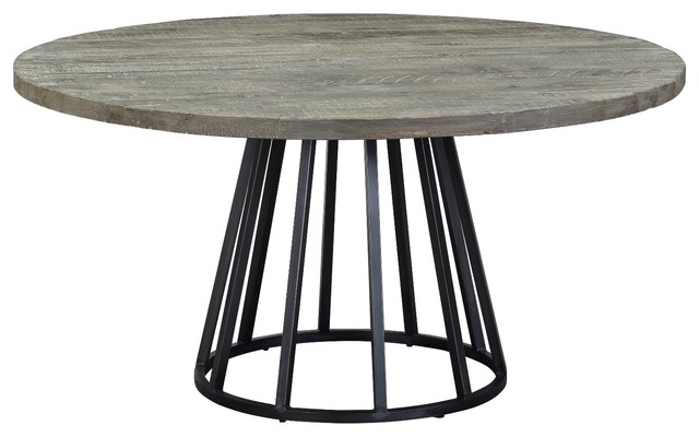 Knox 60 Round Dining Table Storm Gray Reclaimed Wood Industrial Dining Tables By Furniturologie Inc