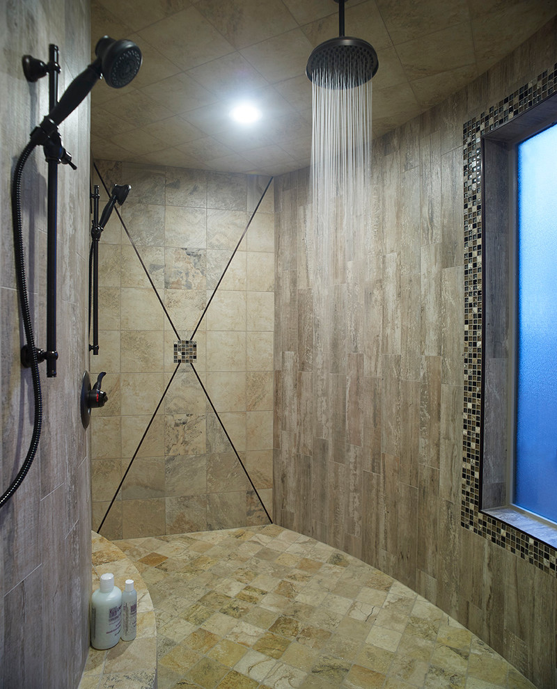 Inspiration for a rustic bathroom remodel in Denver