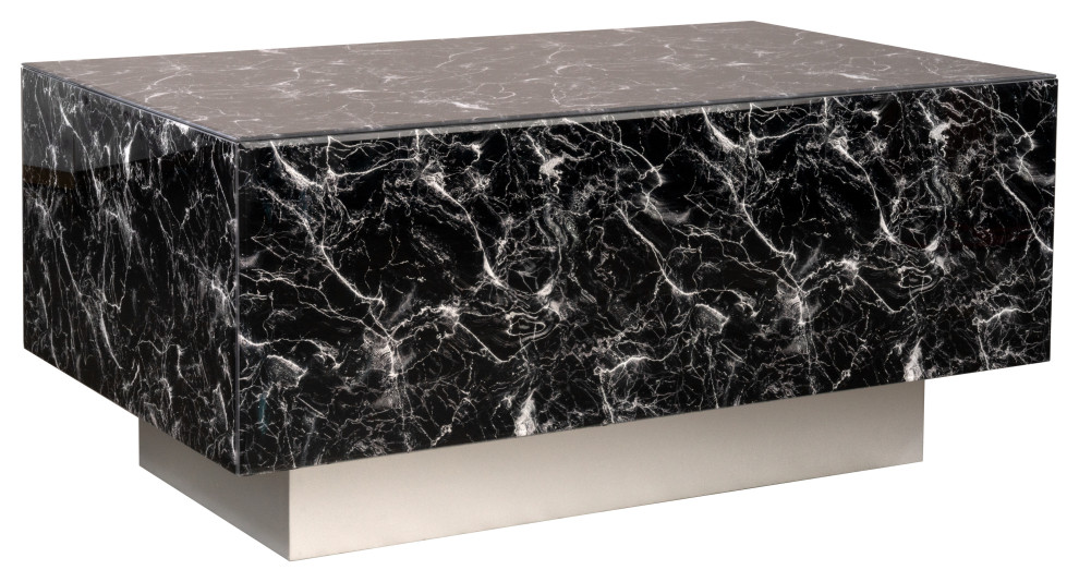 Lyla Marble Design Block Coffee Table, Statements By J Pia Chrome Coffee Table