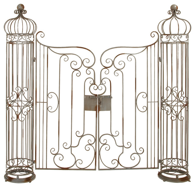 Classic Antique Metal Garden Yard Gate Bronze Curled Outdoor Decor