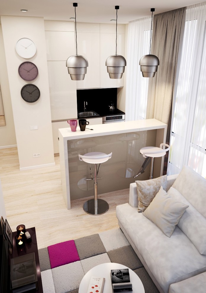 Дизайн однокомнатных апартаментов в ЖК ЯнтарьАпартментс г.Москва