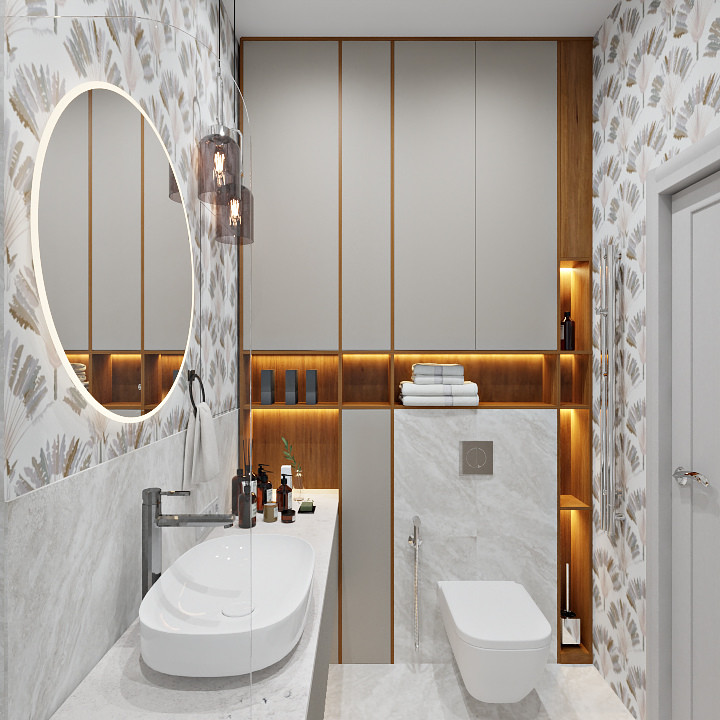 Санузел с обоями