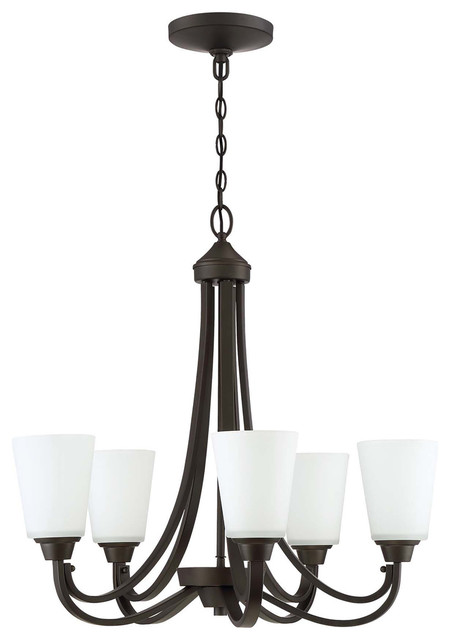 Grace 5-Light Chandelier, Espresso With White Frosted Glass