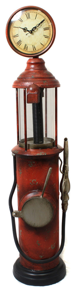 Weathered Retro Gas Pump Decorative Clock