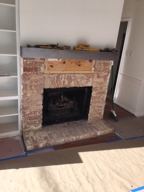 Stone Stacked on Fireplace & Kitchen Backsplash