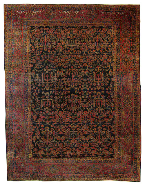 8'10x11'5, Handmade Luxury Sarouk Rug, 8'10x11'5 Mediterranean Area