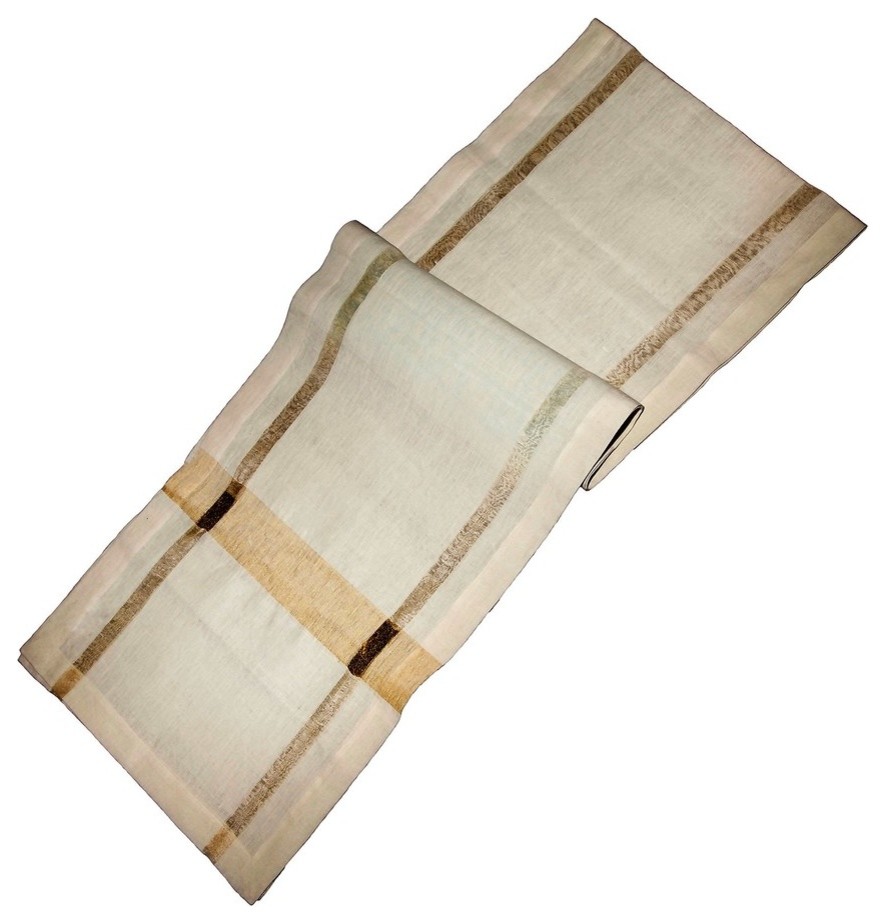 Ivory and Gold Handcrafted Sustainable Linen Table Runner
