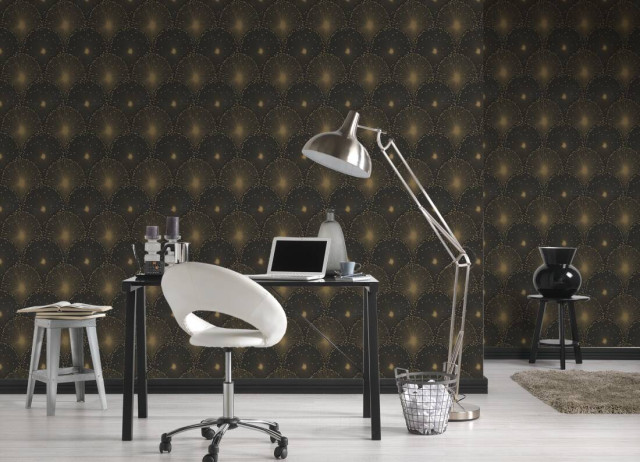 Modern Textured Wallpaper Art Deco Pattern, 1 Roll - Contemporary ... - Textured Wall Decor For Small Modern Apartments With Art Deco Patterns