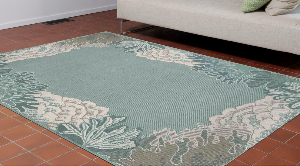 Liora Manne Riviera 7638/94 Reef Border Aqua Wilton Woven Area Rugs, 3