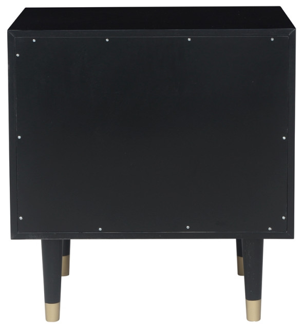 Riverbay Furniture Two Drawer Wood Geo Texture Nightstand in Black ...