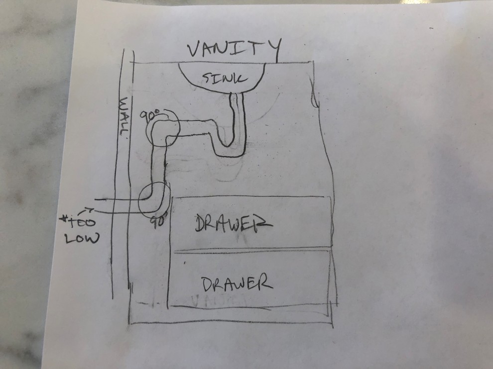 Need help with bathroom plumbing - drain pipe too low!