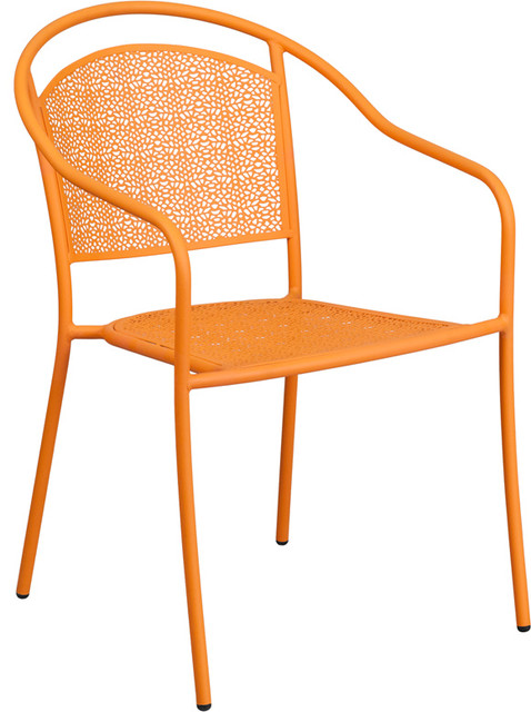 Orange Indoor Outdoor Steel Patio Arm, Orange Stackable Patio Chairs
