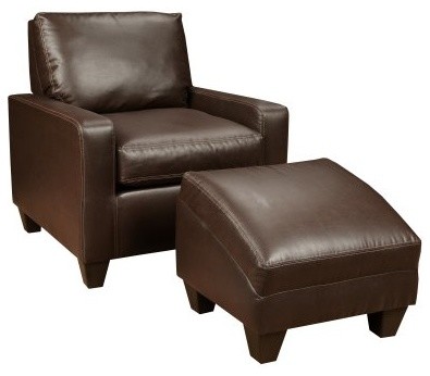 Chelsea Home Martin Leather Chair with Optional Ottoman - Dodge Chocolate
