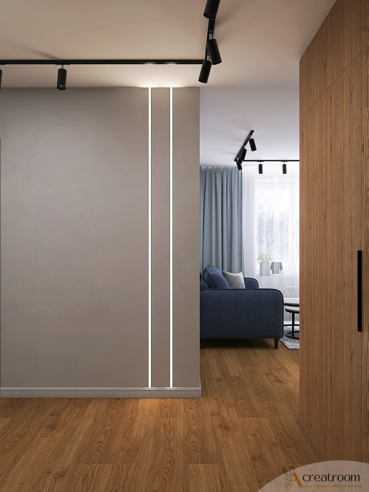 Проект прихожей и кухни-гостиной в ЖК Березовая Роща, г. Вологда