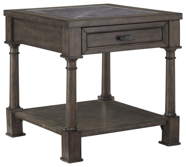 Riverdale Rd End Table, Gray Flannel/Slate - Traditional - Side Tables ...