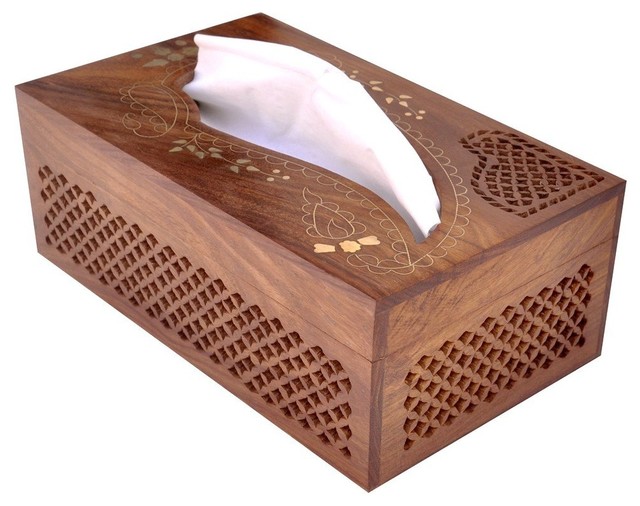 SouvNear Wooden Rectangular Tissue Box Cover With 