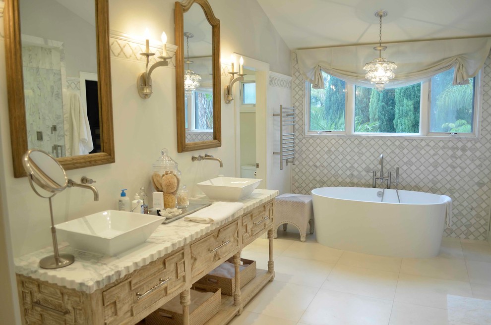 Example of a transitional bathroom design in Orange County