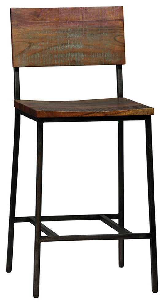 Reclaimed Wood & Iron Counter Stool Industrial Bar Stools And