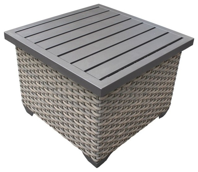 TK Classics Florence Patio Wicker End Table in Gray Stone Tropical