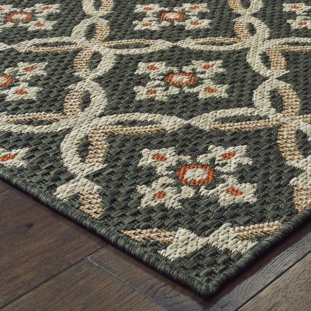 Oriental Weavers Latitude 1904K Gray/Orange 7'10"x10' Indoor/Outdoor