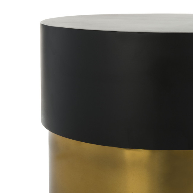 Contemporary End Table, Cylindrical Design With Golden Finished & Black ...