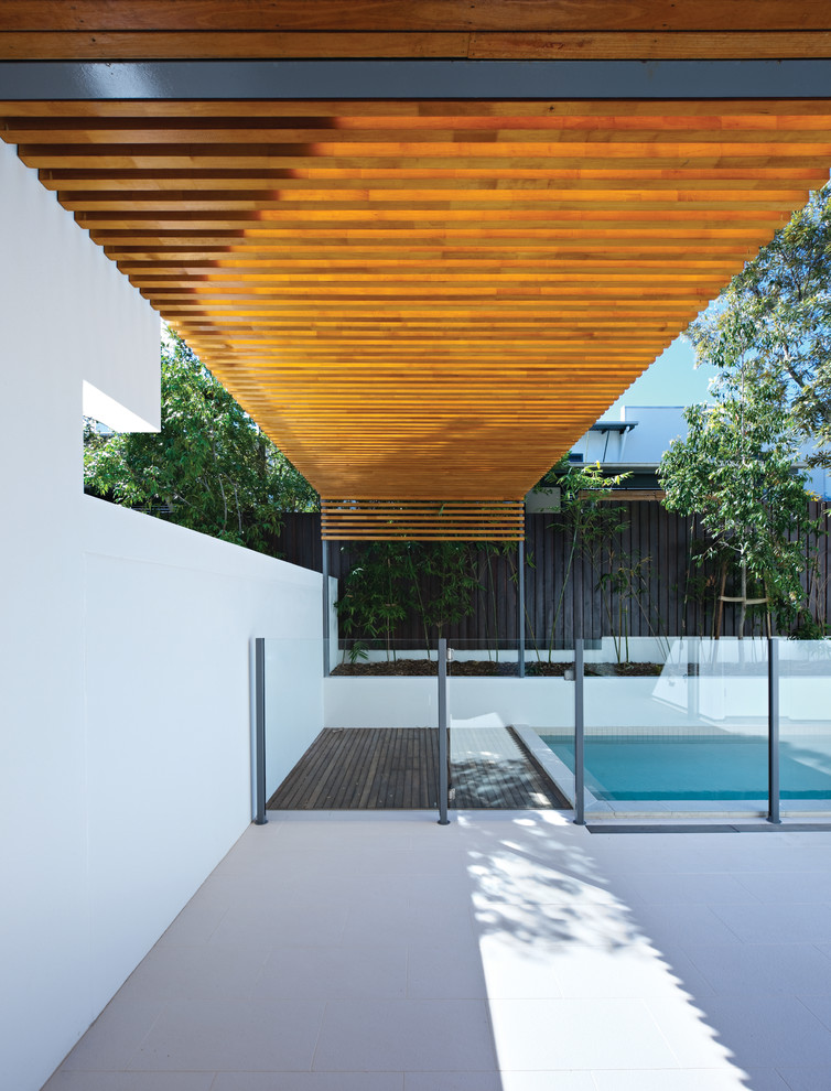 Photo of a contemporary home design in Brisbane.