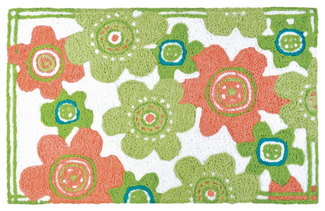 Tapis Décoratif Jellybean Lavable - Motif Rosey Petals 50x76 Cm Intérieur/Extérieur
