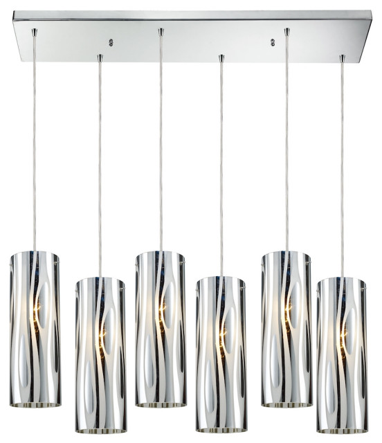 Luxe / Glam 6 Light Mini Pendant in Polished Chrome Finish