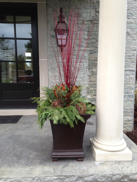 Winter Container Display - Modern - Outdoor Holiday 