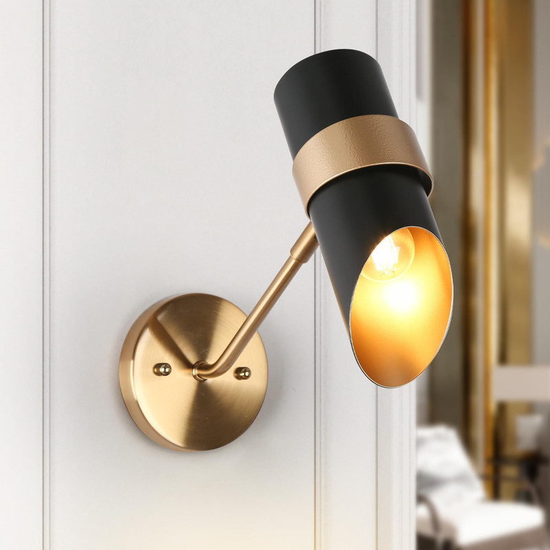 LALUZ 1-Light Modern Black Gold Wall Sconce - Transitional - Wall ...