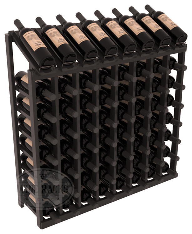 64-Bottle Display Top Wine Rack, Redwood, Black+ Satin