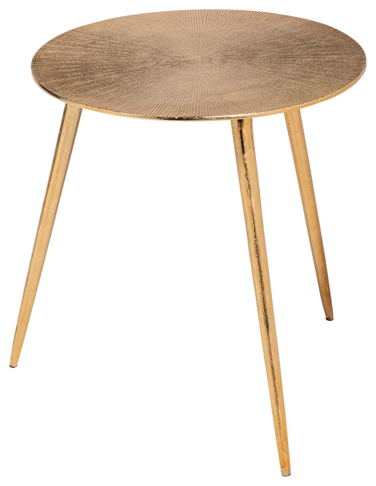 Reva III (Small) Gold Cast Aluminum 3Legged Round Accent Table