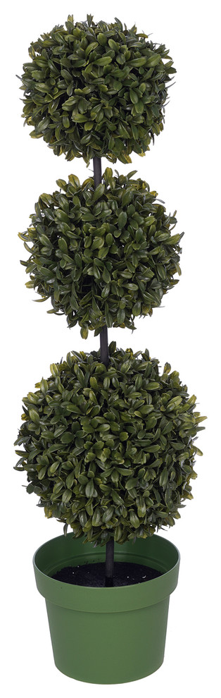 Artificial 25" Triple Ball Boxwood Topiary - Contemporary - Artificial ...