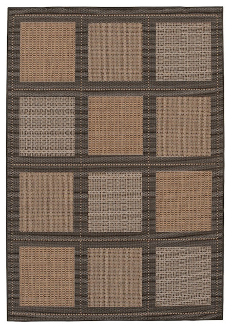 Couristan Recife Summit Cocoa and Black In/Out Rug, 5'3"x7'6"