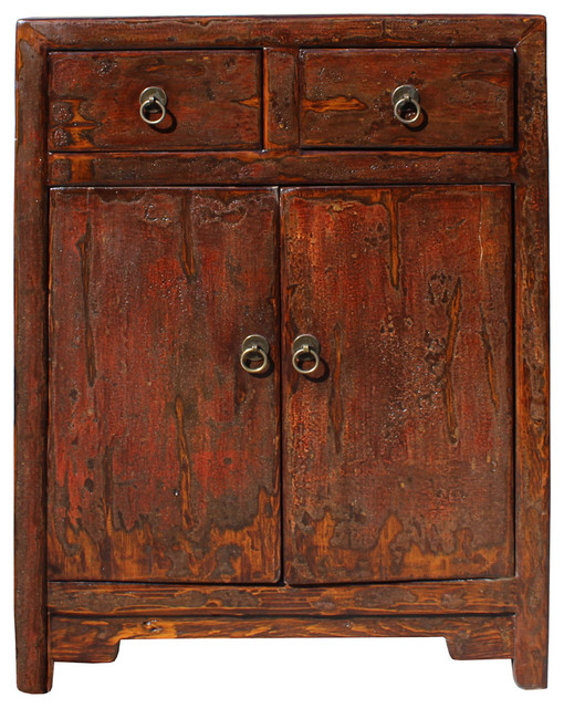 Oriental Chinese Distressed Brown Side Table Cabinet cs2751 - Asian ...