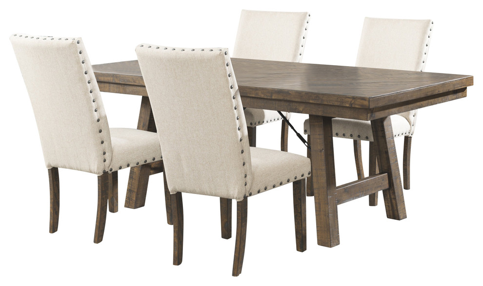 Dex 5Piece Dining SetTable, 4 Upholstered Side Chairs Transitional