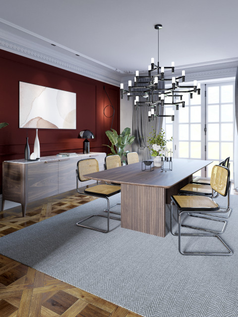 Red Dining Room Twickenham (3D visualisation) skandinavisk-vardagsrum