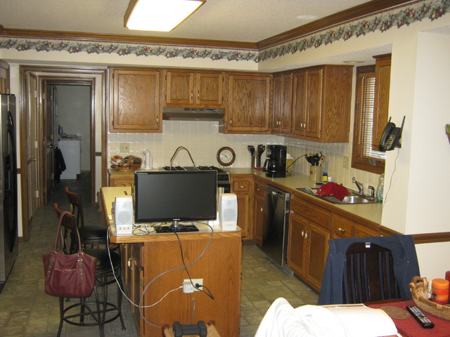 Transitional Kitchen with Soffit Removal transitional