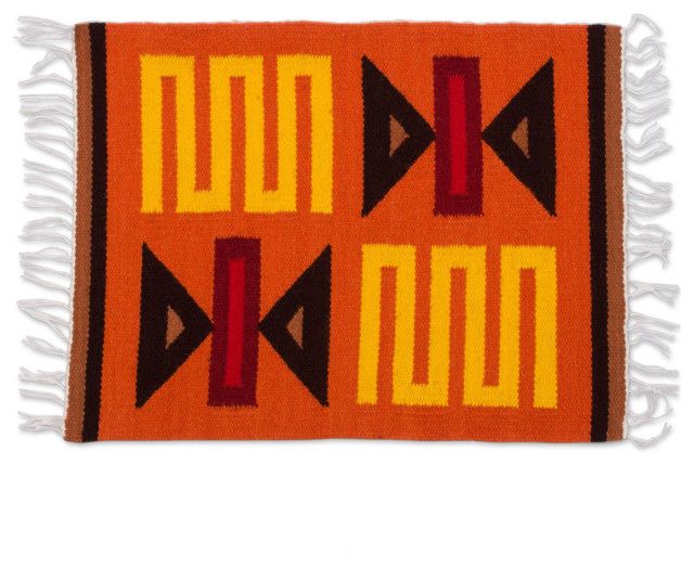NOVICA Sumac Beauty And Wool Placemats (Set Of 4) Southwestern