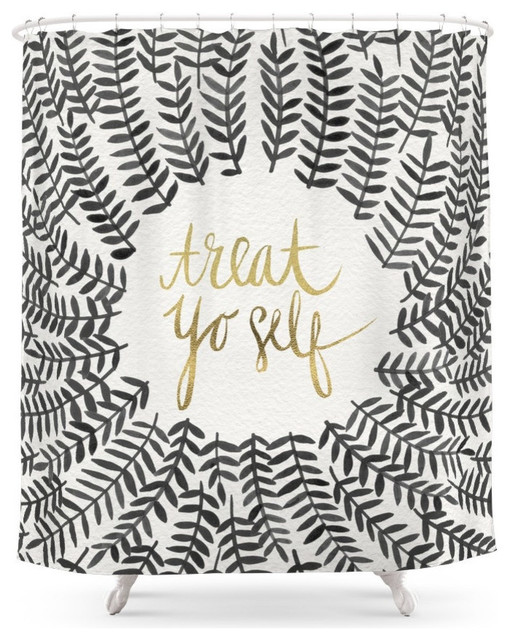 Treat Yo Self Black And Gold Shower Curtain Contemporary