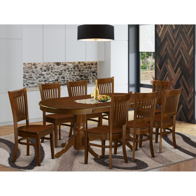 9 Pc Dining room set for 8 Dining Table with Leaf and 8 Kitchen ...