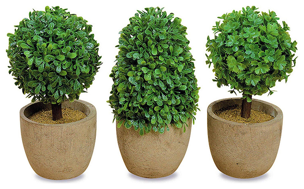 3 Piece Faux Boxwood Potted Topiary Artificial Plants And Trees by Whole House Worlds Houzz