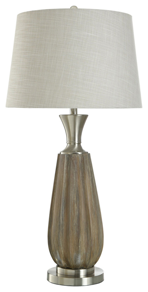 Roanoke Brown Table Lamp Polyresin With Faux Wood Brush Finish Cream