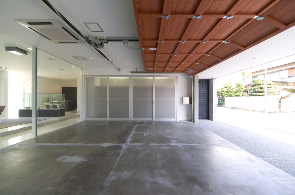 Пример оригинального дизайна: гараж в стиле модернизм